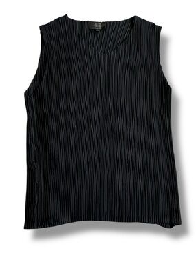 Lezley George London Pleated Top Sleeveless Vintage 90s/Y2K Black Minimalist